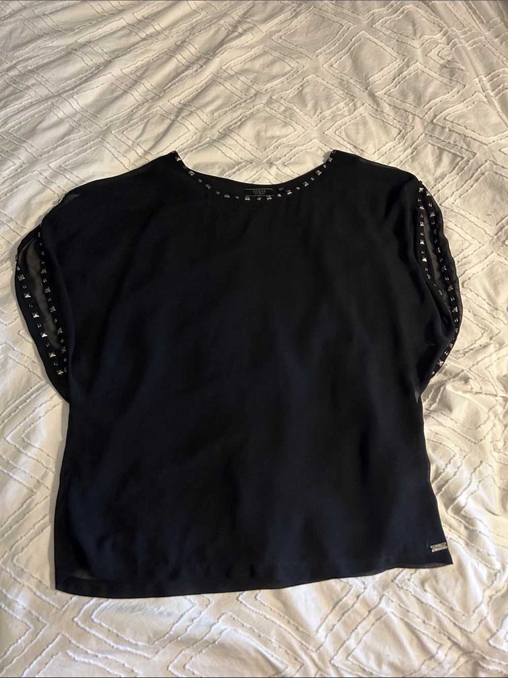 Guess Black Stud-Accent Women's Blouse